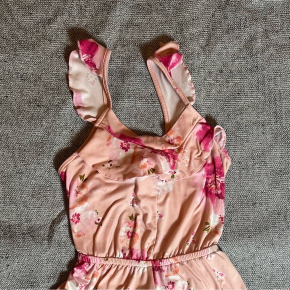 DEREK HEART Floral Pink girls Romper/size M - Picture 4 of 7